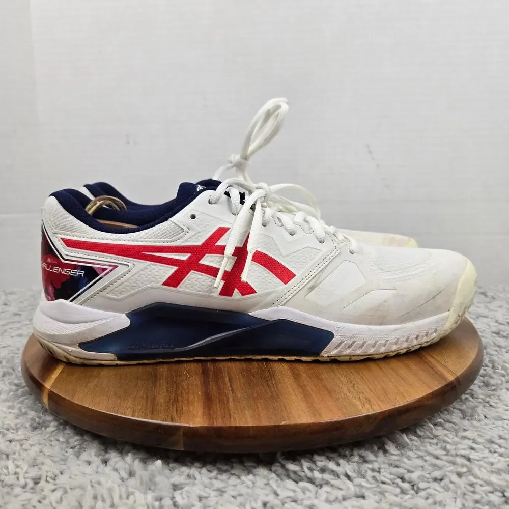 Asics Mens 10.5 Gel-Challenger 13 LE White Classic Red Tennis Racquet Trainer